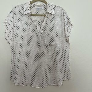 Soho Jeans for NY&C white blouse with polka dots brown